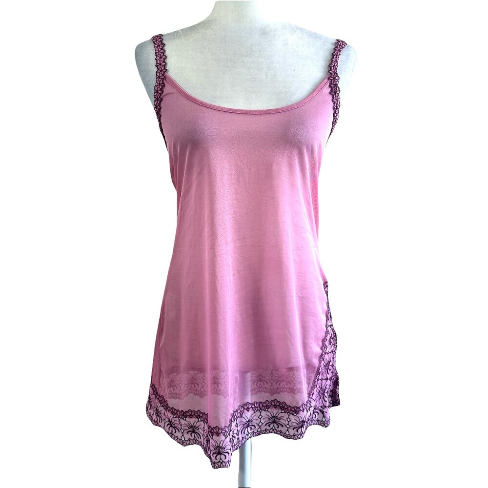 Victoria's Secret Y2K Pink Slip on Sheer Lingerie Nightgown